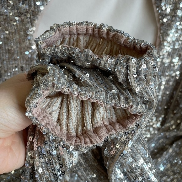 Aqua sequin long sleeve dress Sz. 4 - Picture 7 of 15